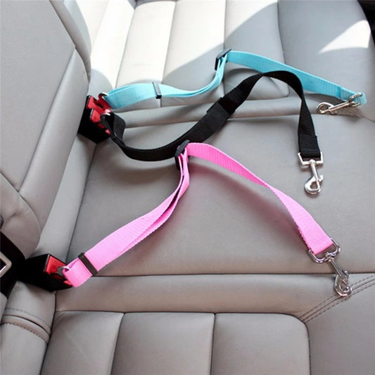 Pet Car Safety Seat Belt for Dogs – Adjustable Vehicle Harness Clip