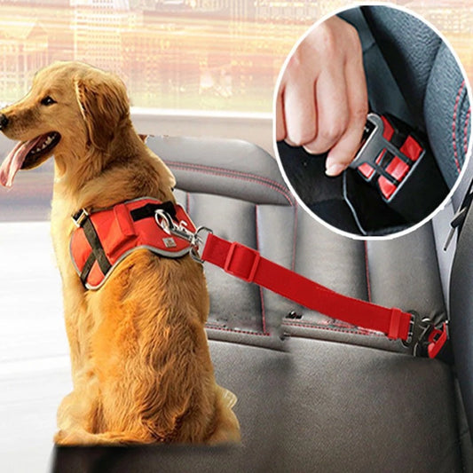 Pet Car Safety Seat Belt for Dogs – Adjustable Vehicle Harness Clip